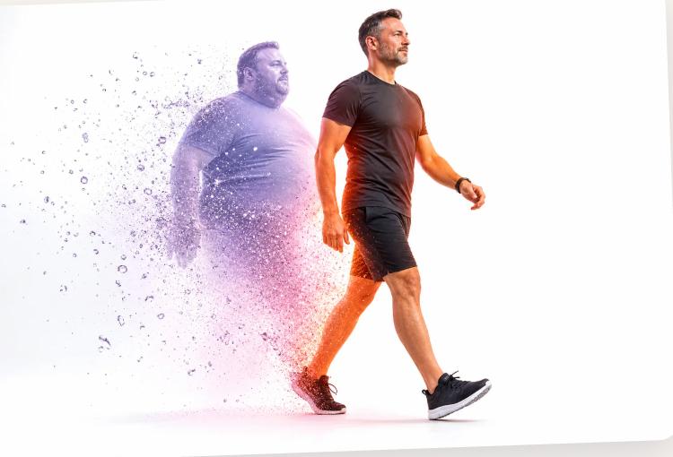 Illustration of a patient transforming through a physician-supervised weight loss protocol