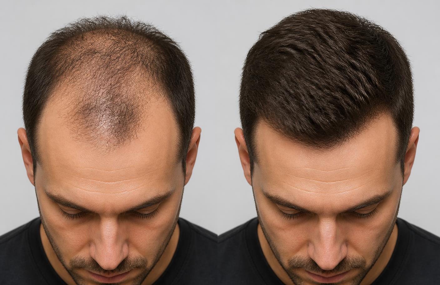 Illustrative hair density comparison between month 0 and month 12